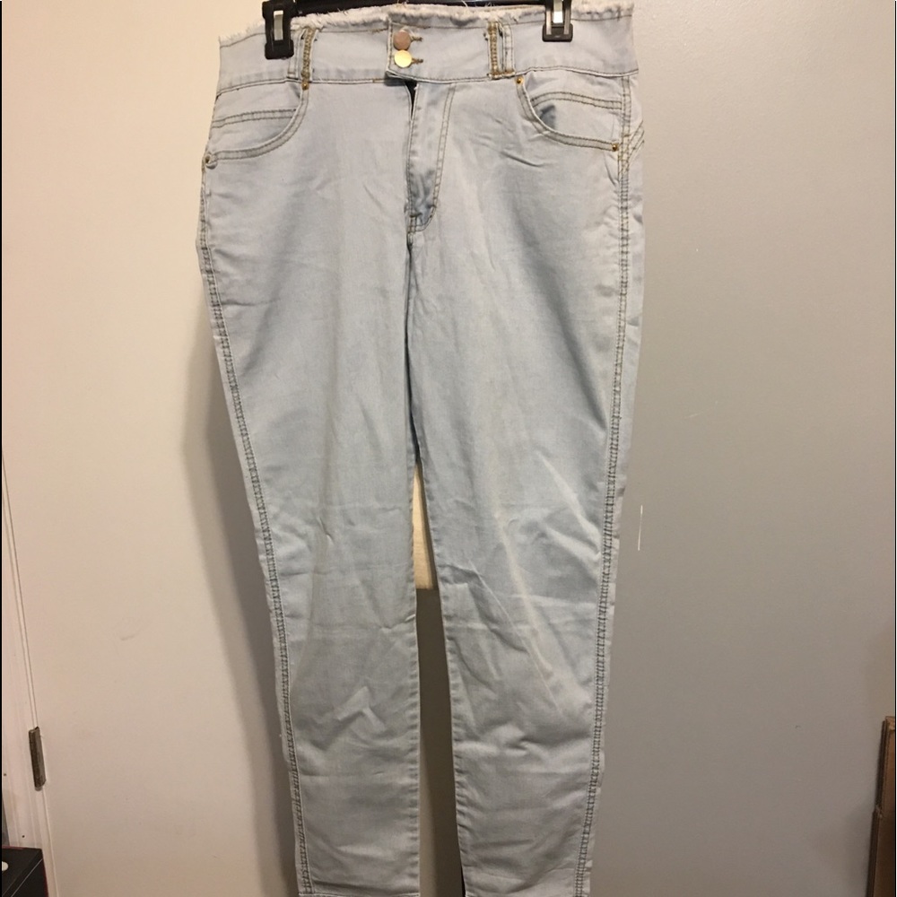 Light blue stretchy high waist jeans